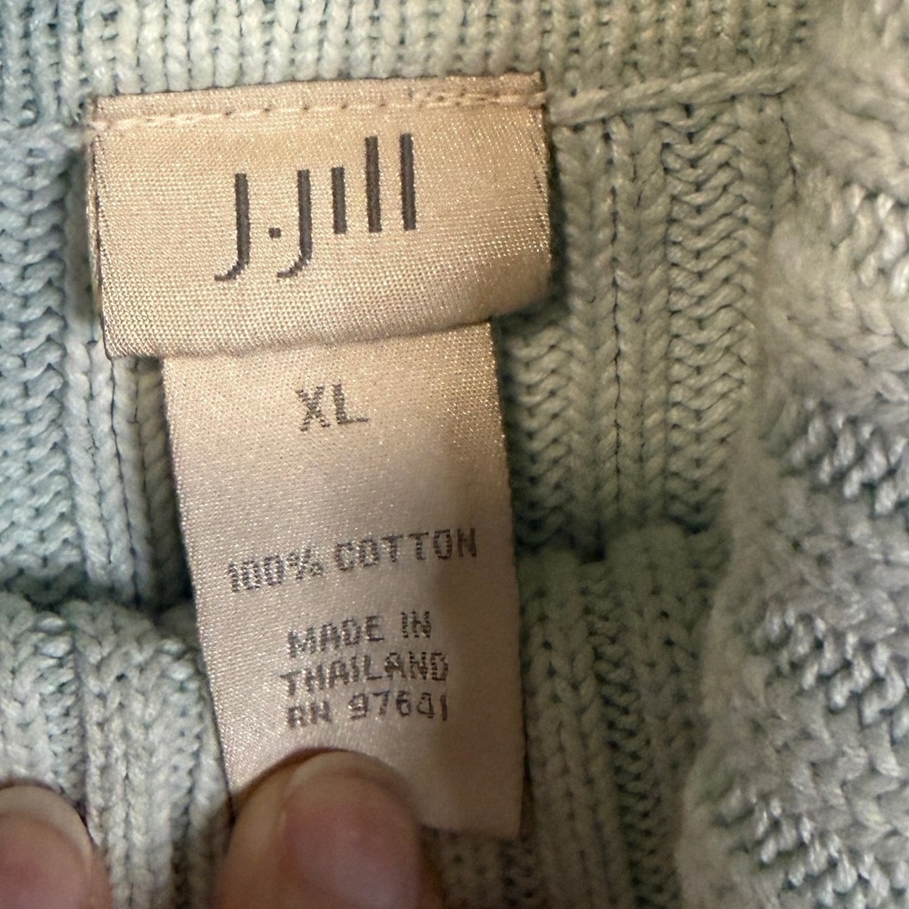 J Jill light green Ribbed Turtleneck Sweater Women’s XL 100% Cotton Knit - Picture 4 of 5